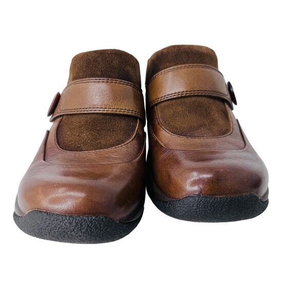 Dansko Kaya Mule Clogs Round Toe Button Leather Brown Womens Size 37 US 6.5-7 - Picture 4 of 11